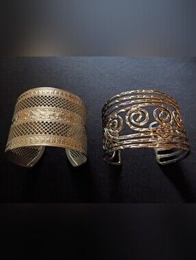 Beautiful 2 Piece Ornate Design Cuff Bracelets